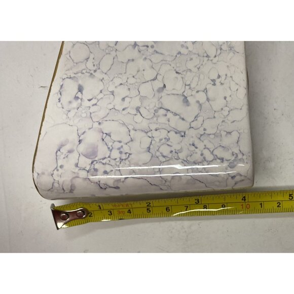 Vtg Ceramic Toothbrush Holder MCM Marble Pattern Gold Trim Hollywood Regency Mod - Picture 9 of 11